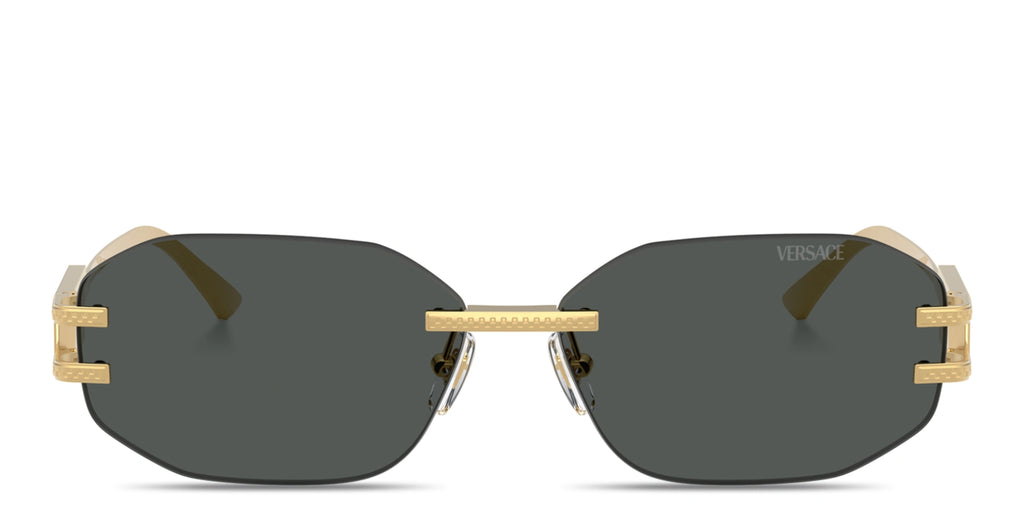 Bestseller VERSACE Damier Plaque Rimless Irregular Sunglasses