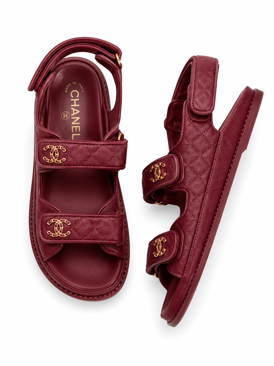 Chanel lambskin quilted velcro dad sandals