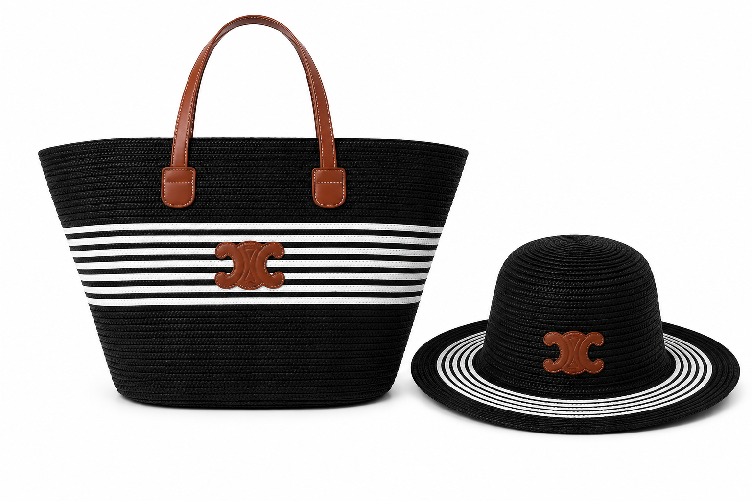 Celine beach tote bag and matching sun hat set