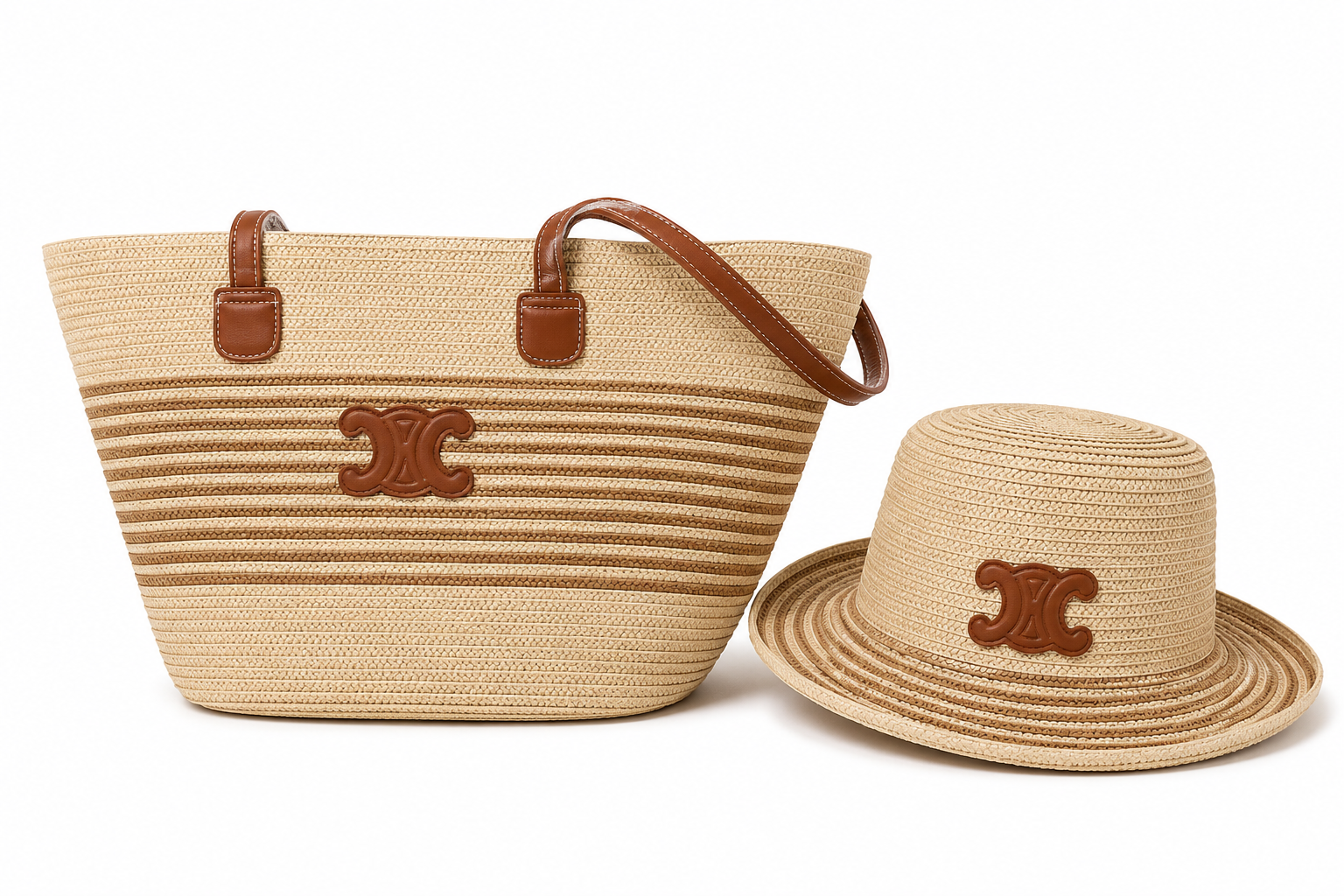 Celine beach tote bag and matching sun hat set