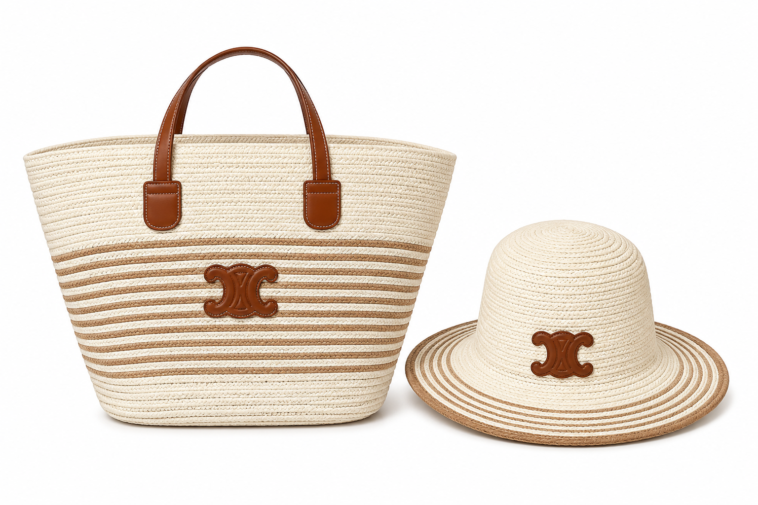 Celine beach tote bag and matching sun hat set