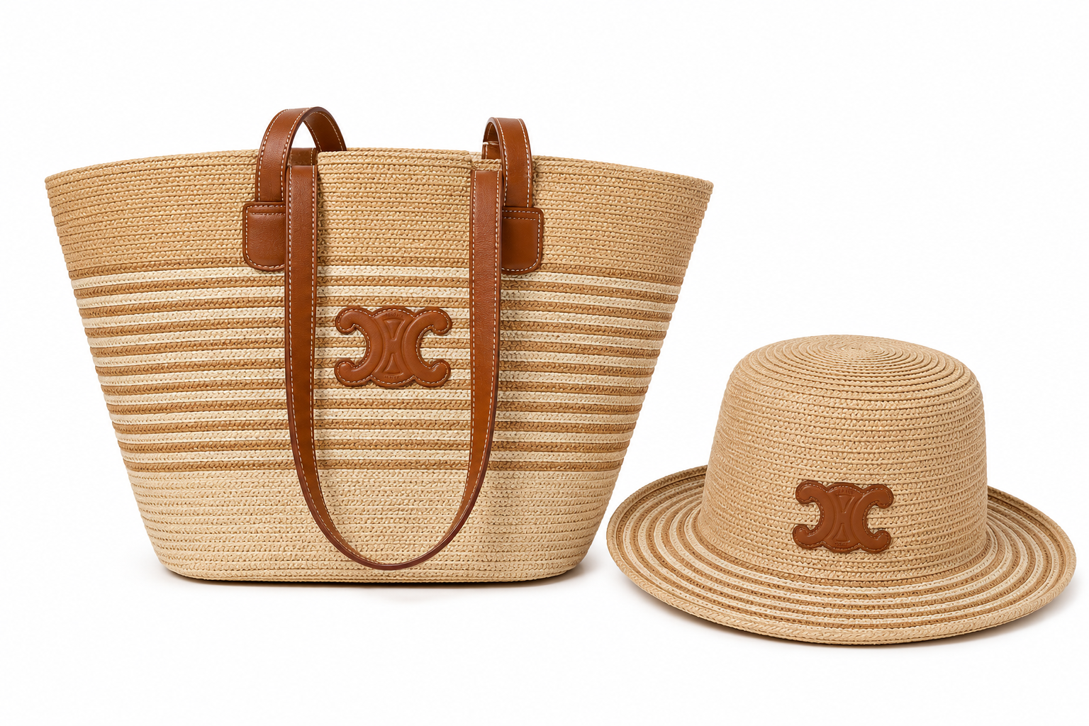 Celine beach tote bag and matching sun hat set